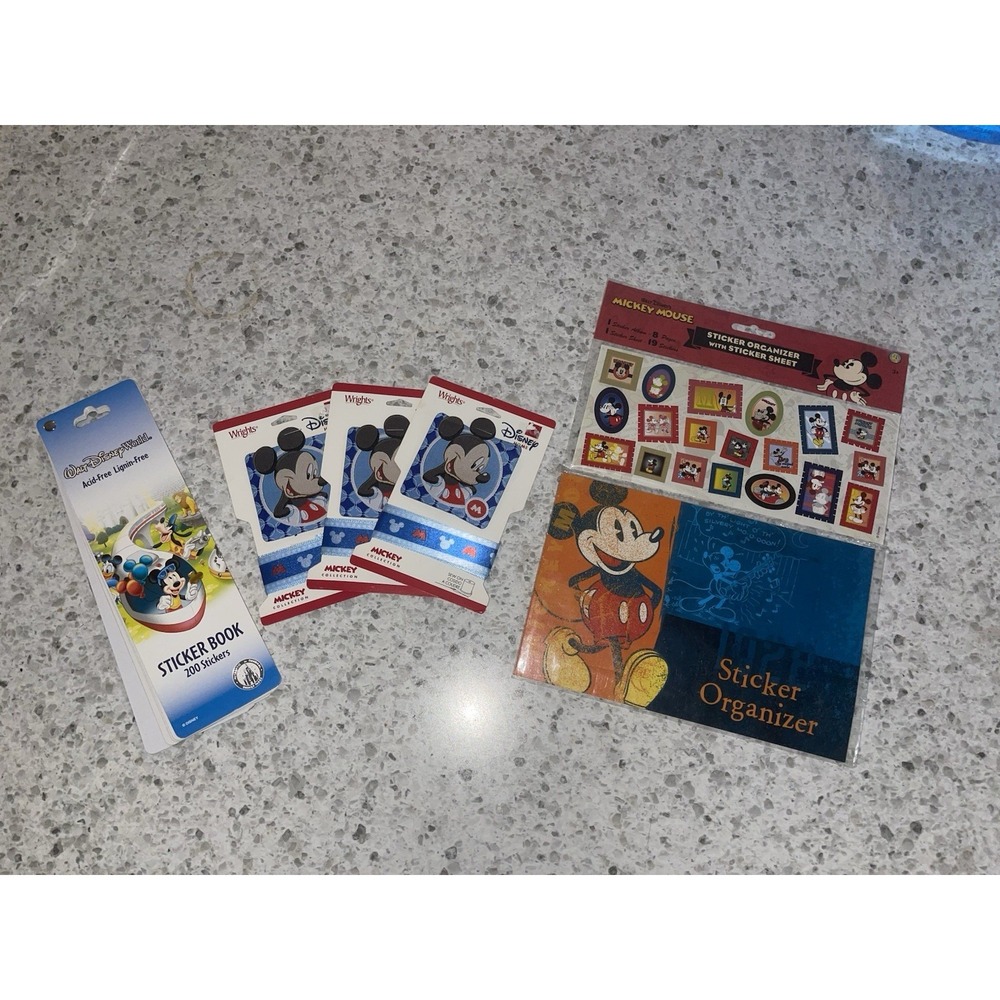 Disney Sticker Lot Mickey Mouse Walt + 4‎ Packs + Organizer